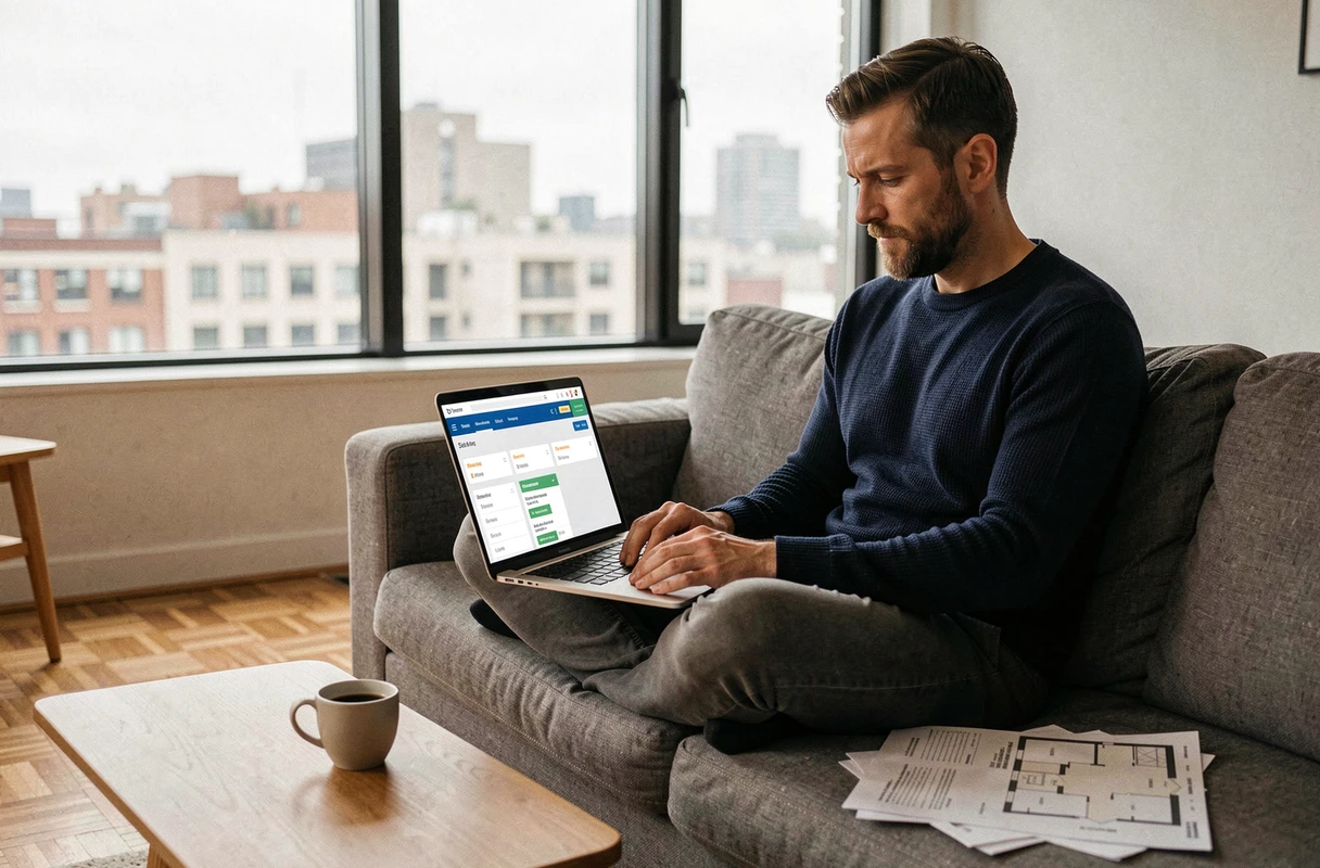 Propriétaire gérant ses biens immobiliers avec un logiciel open source depuis son appartement